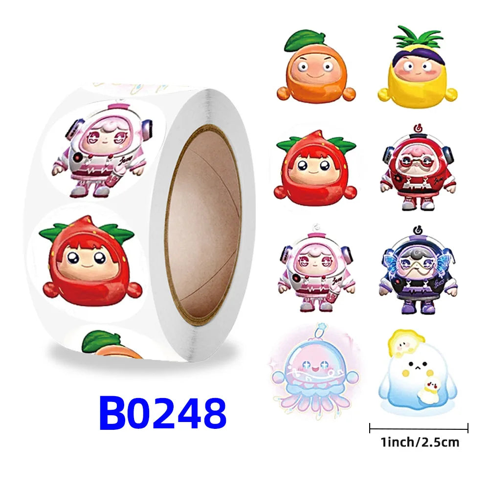 Egg Party Sticker Round Seal sticker 500PCS/ roll Self-adhesive Label Red Bean Roll sticker Wholesale Office Stationery (ONLINE ORDER ONLY)