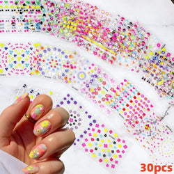 30Pcs/Set Red Golden 3D Nail Art Sticker Hot Stamping Hollow Decals Mixed Designs Adhesive Flower Nail Tips Letter Butterfly Set (Online Order Only)