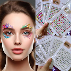 5Pcs Coloful Glitter Face Jewelry Sticker Crystal Eye Body Face Jewels Bady Makeup Tools Temporary Self-Adhesive Nail Rhinestone (ONLINE ORDER ONLY)