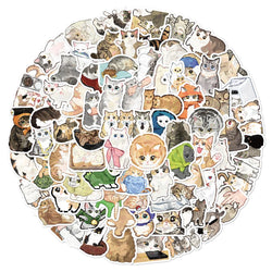 10/77pcs Kawaii Cat Cartoon Graffiti Stickers Cute Animal Aesthetic Decals PVC for Diary Luggage Skateboard Graffiti Decals Toy (Online Order Only)