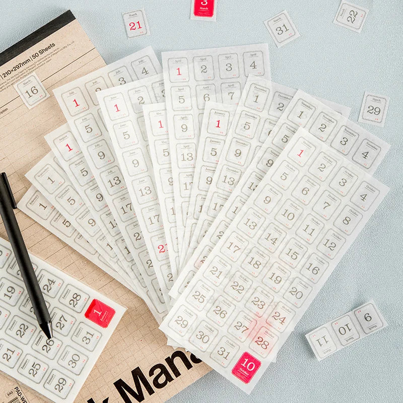 365 day Date Stickers Planner Stick Labels Scrapbooking Adhesive Diy Scrapbooking Diary Album junk journal supplies (Online Order Only)