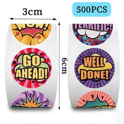 500pcs Cute Reward Stickers Roll with Word Motivational Stickers for School Teacher Kids Student Stationery Stickers Kids (Online Order Only)