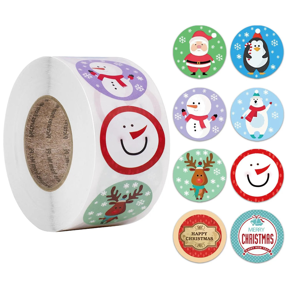 100-500pcs 4 Designs 1 Inch Christmas Theme Seal Labels Stickers For DIY Gift Baking Package Envelope Stationery Decoration (Online Order Only)