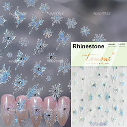 Snowflake Butterfly Rhinestone Shiny Totem Self Adhesive Nail Art Stickers Romantic Charm Chic Rose Flower Pearl Manicure Decals (ONLINE ORDER ONLY)