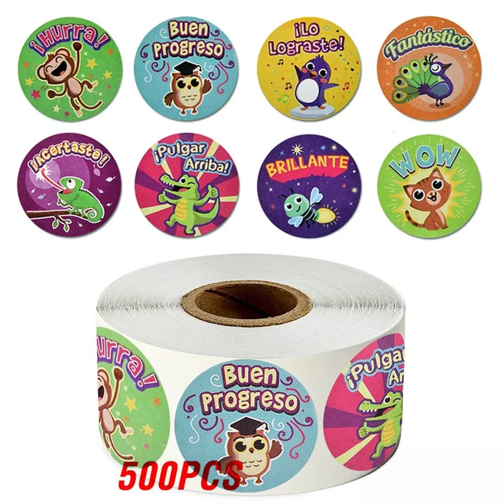 500pcs Cute Sticker for Kids Animals Face Reward Sticker for Classroom Teacher Supplies Motivational Scrapbooking (Online Order Only)