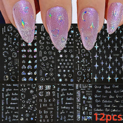 12PCS French Tassel Crescent Moon Arc Self Adhesive Nail Art Sticker 3D French Kiss Crescent Nail Stickers Lines Manicure Decals (ONLINE ORDER ONLY)