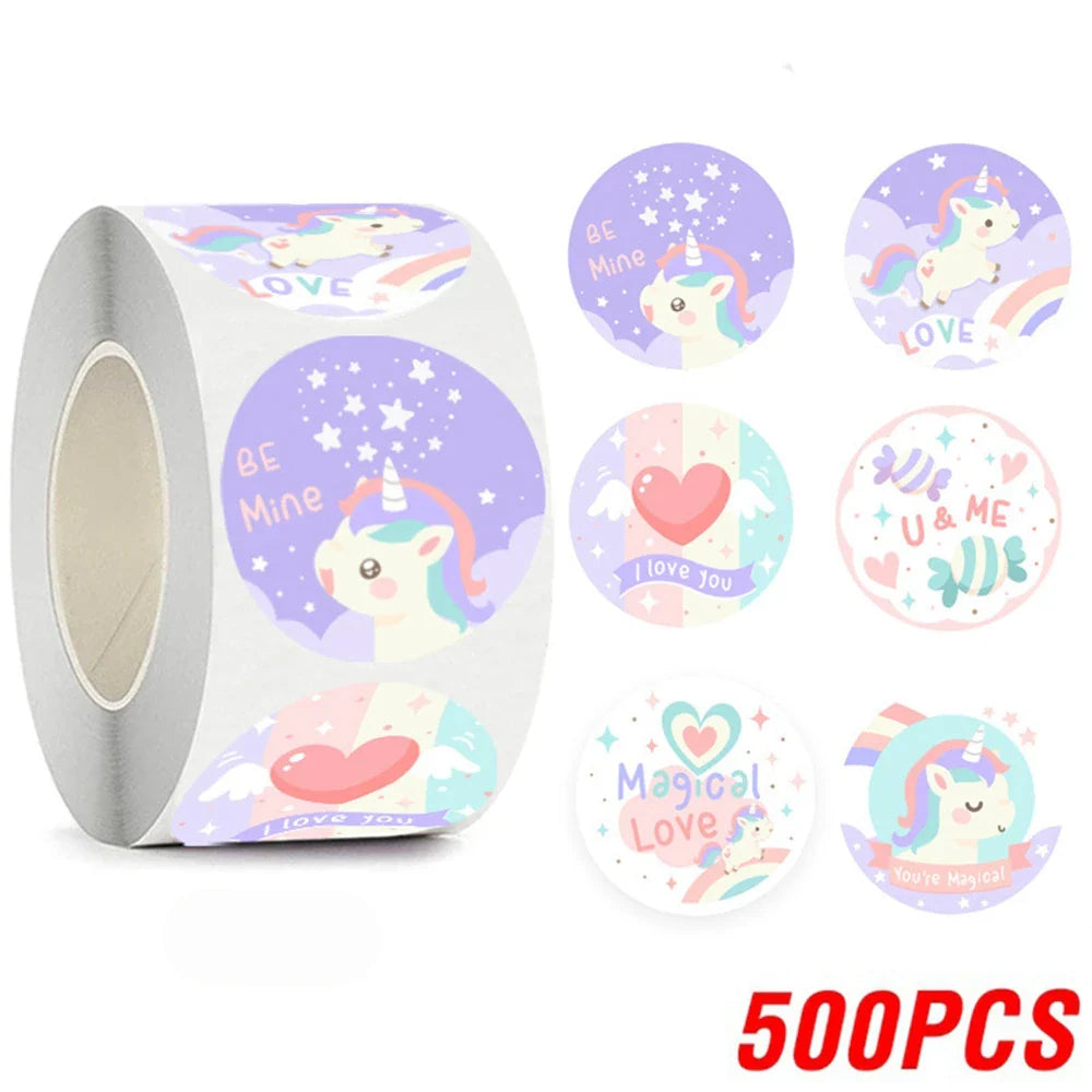 100-500pcs Cute Animal Encourage Sticker Kawaii Children Reward Stickers Creative School Supplies 2.5cm Circle Kids Toy Stickers (ONLINE ORDER ONLY)