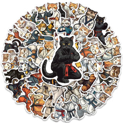 50PCS Kung Fu Cat Stickers for Car Laptop Phone Decor Waterproof Kids Toys (Online Order Only)