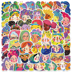 50pcs Funny Cartoon Colorful Abstract Characters Stickers Laptop Water Bottle Vinyl Decals Luggage Phone DIY Waterproof Graffiti (ONLINE ORDER ONLY)