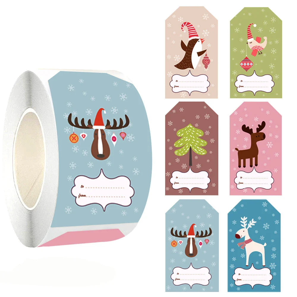 50-250pcs New Merry Christmas Stickers Rectangle Christmas Gift Box Decor Seal Sticker Cute Santa Stickers Stationery (ONLINE ORDER ONLY)