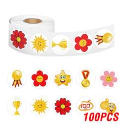 100-500pcs Little Red Flower Reward Stickers Tape Creative School Stationery Cute Kids Toy Stickers Gift decoration label (ONLINE ORDER ONLY)