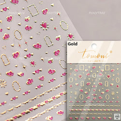 Lovely Heart Strawberry Cherry Bowknot Lace Lolita Crystal Rhinestone Line Rococo Chic Adhesive Nail Art Sticker Manicure Decals (ONLINE ORDER ONLY)