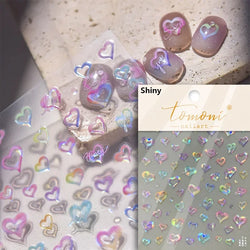 Colored Crystal Star Love Heart Shiny Silver Hollowed Smudging Rainbow Flower Jelly Embossed Nail Art Stickers Manicure Decals (ONLINE ORDER ONLY)