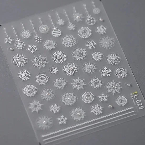 Snowman Apple Stars Gift Bell Snowflake Christmas Tree 3D Jelly Self Adhesive Nail Art Stickers Santa Claus Xmas Manicure Decals (ONLINE ORDER ONLY)