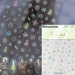 Black White Christmas Tree Snowflake Bowknot Snowman Socks Star Santa Hat Deer Rhinestone Winter Nail Art Sticker Manicure Decal (Online Order Only)