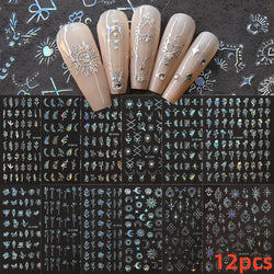 12PCS French Tassel Crescent Moon Arc Self Adhesive Nail Art Sticker 3D French Kiss Crescent Nail Stickers Lines Manicure Decals (ONLINE ORDER ONLY)