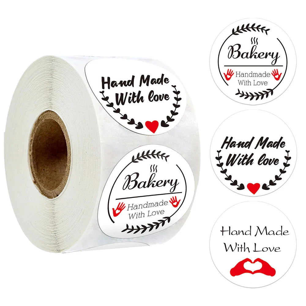 500pcs/roll Handmade with Love Letter Stickers Thank You Stickers Labels Wedding Box Gift Packing Decoration Stationery Stickers (ONLINE ORDER ONLY)