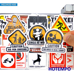 50Pieces Funny Warning Signs Spoof Slogan Waterproof Stickers for Luggage Guitar Helmet Phone Laptop Bike Motorcycle Car Sticker (Online Order Only)