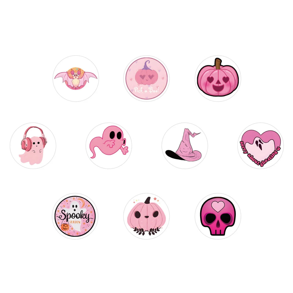 500pcs/Roll Pink Halloween Cartoon Sealing Sticker DIY PVC Laptop Decals Decoration Stiker Reward Gift Toys (ONLINE ORDER ONLY)