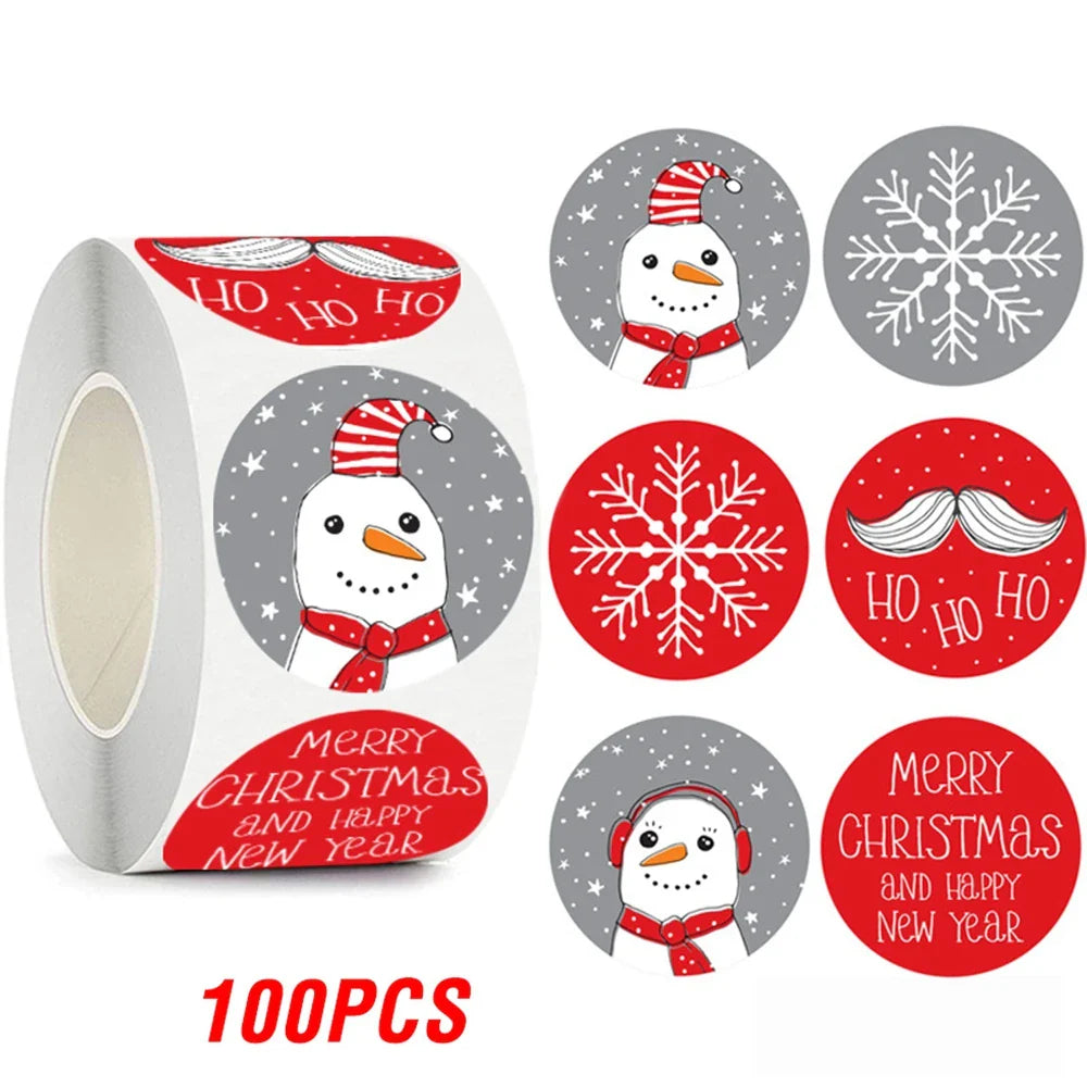 100-500pcs Merry Christmas Gift Box Decoration Seal Sticker Home Party Supplies Envelope Label Scrapbook Stickers (ONLINE ORDER ONLY)