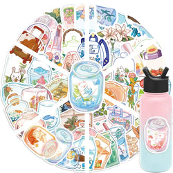 50Pcs Cute Cartoon Animals Plants Glass Stickers DIY Phone Guitar Laptop Notebook Suitcase Cup Waterproof Sticker Kids Toy﻿ (ONLINE ORDER ONLY)
