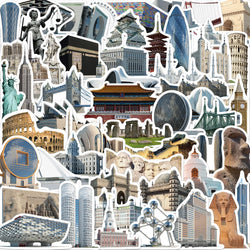 World Famous Buildings Stickers Set - Cartoon Decals for Phone, Suitcase, Laptop, Luggage, Bike, DIY (Online Order Only)