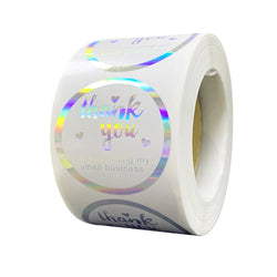 50-500PCS Holographic Rainbow Commercial Stickers Roll Thank You Adhesive Labels For Envelope Seal Business Gift Wapping (Online Order Only)
