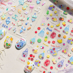 Colorful Swimsuit Bikini Fresh String Bag Vegetables Fruits Summer Beach Underwear Sunscreen Nail Art Stickers Manicure Decals (ONLINE ORDER ONLY)