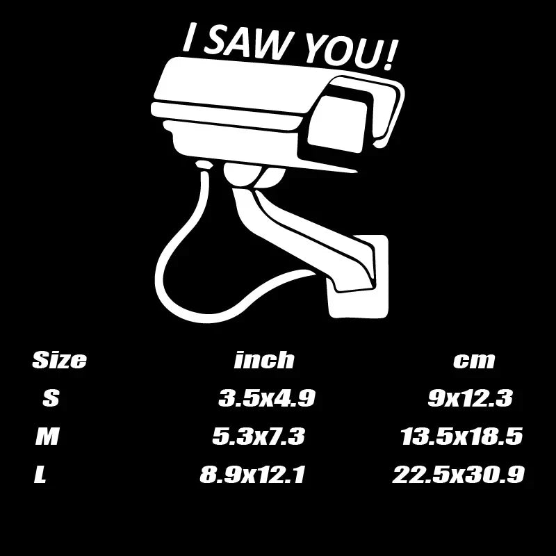 “I SAW YOU!”surveillance camera Stickers，funny stickers for cars trucks motorcycles and laptops！ (ONLINE ORDER ONLY)