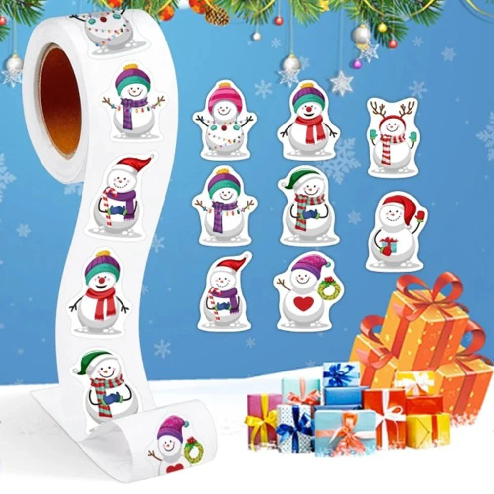 100-500pcs Heterotypic Christmas Themed Snowmans Stickers 8 Designs DlY Decoration Gift Stickers Holiday Party Decoration Labels (ONLINE ORDER ONLY)