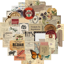 50Pcs Retro Archives Stickers For Laptop Luggage Guitar Skateboard Fridge Notebook Sticker Vintage Newspaper Graffiti Decals (ONLINE ORDER ONLY)