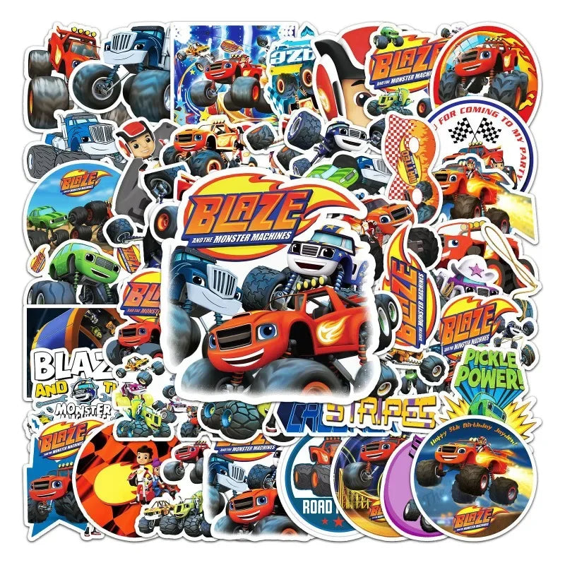 50pcs Blaze Monster Machines Stickers for Laptop, Car, Phone, Water Bottle, Suitcase, Refrigerator (Online Order Only)