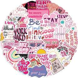 10/30/50PCS Kawaii Encourage Pink PVC Sticky Sticker Aesthetic DIY Stationery Decoration Scrapbooking School Supplies for Kids (ONLINE ORDER ONLY)