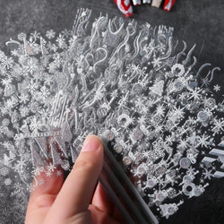 1pc Christmas Nail Sticker 3D Gold Glitter Snowflake Elk Penguin Bells Design Adhesive Nail Slider Decals Winter Manicure Decor* (Online Order Only)