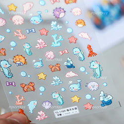 Conch Starfish Shell Beach Fish Star Ocean Colorful Water Bubbles Summer Delicate Self Adhesive Nail Art Stickers Manicure Decal (ONLINE ORDER ONLY)