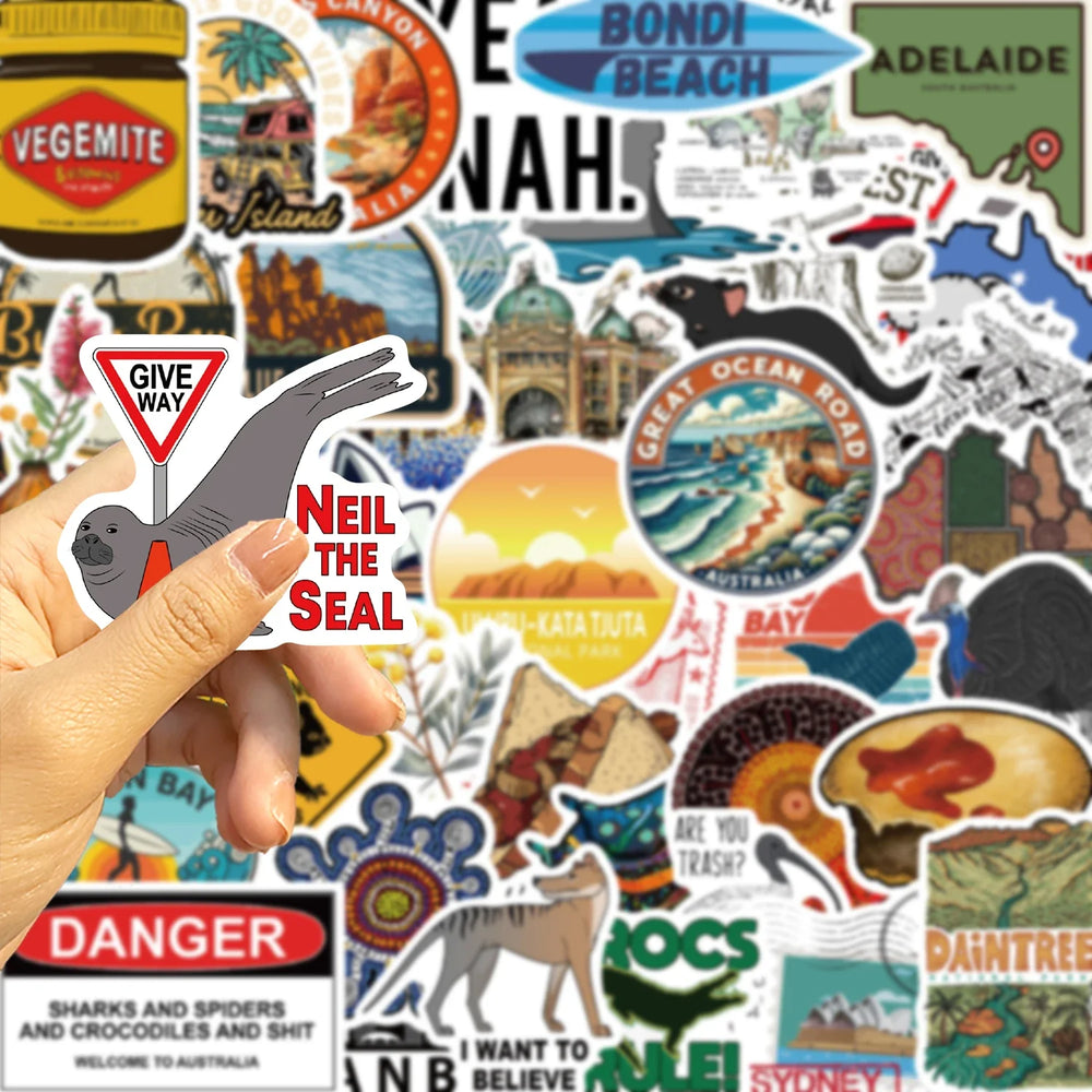 50PCS Travel City Australia Landscape Stickers Decal DIY Phone Laptop Guitar Stationery Scrapbook Skateboard Toy Sticker (ONLINE ORDER ONLY)