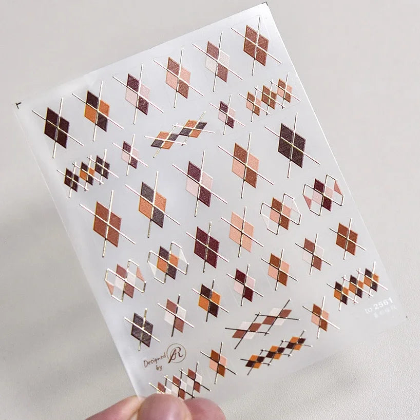 Poker Red Love Heart Square Grid Star Moon Card Pattern Spade Retro 3D Self Adhesive Nail Art Decoration Sticker Manicure Decals (Online Order Only)