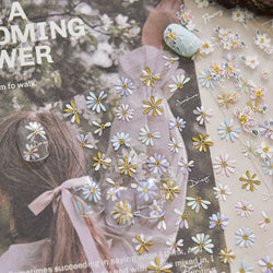 Colourful Daisy Pink Coreopsis Cosmos Persian Chrysanthemum Flower Garden Adhesive Nail Art Decoration Stickers Manicure Decals (ONLINE ORDER ONLY)