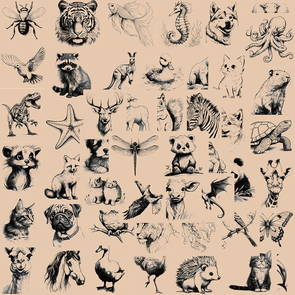 Vintage Cartoon Animal Stickers Waterproof Decals for Motorcycle Laptop Car Phone Bike Kids Toys (Online Order Only)