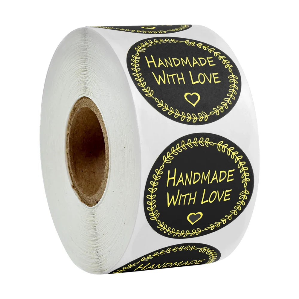 500pcs/roll Handmade with Love Letter Stickers Thank You Stickers Labels Wedding Box Gift Packing Decoration Stationery Stickers (ONLINE ORDER ONLY)