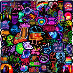 Cartoon Neon Vsco Graffiti Stickers Aesthetic Decals Skateboard Laptop Phone Waterproof 10/30/50/100pcs (Online Order Only)