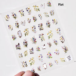 Painting Sketch Tulip Daisy Willows Scenery Daisy Colorful Flowers Sun Star Butterfly Wicker 3D Nail Art Stickers Manicure Decal (ONLINE ORDER ONLY)
