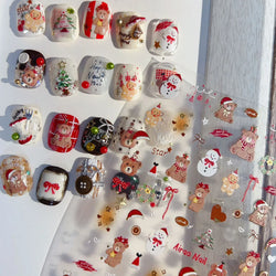 Santa's Hat Candy Santa Claus Christmas Tree Bell Elk 5D Self Adhesive Nail Art Stickers Button Snowflake Cherry Manicure Decals (ONLINE ORDER ONLY)