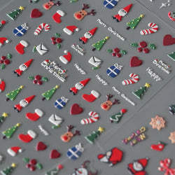 5D Embossed Gingerbread Man Nail Art Sticker Cute Christmas Winter Santa Claus Snowflake Elk Engraved Slider Manicure Decoration (ONLINE ORDER ONLY)