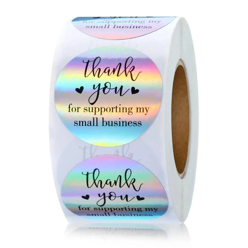 50-500pcs Rainbow Laser Business Label Stickers Paper Cute Thank You Stickers for Small Business Seal Labels Stationery Sticker (ONLINE ORDER ONLY)