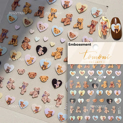 Charm Retro Bear Candy Cake Bowknot Rabbit Bunny Strawberry Footprint Muffin 3D Adhesive Nail Art Stickers Chic Manicure Decals (ONLINE ORDER ONLY)