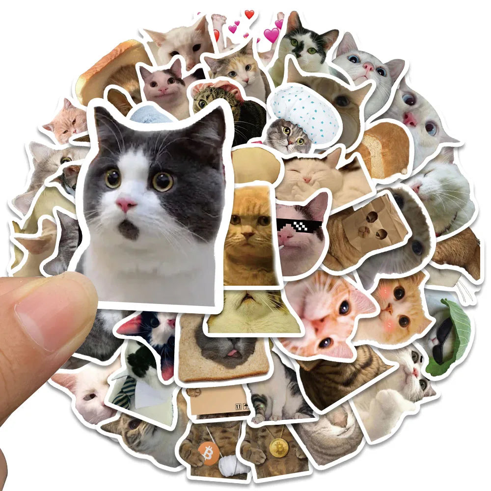 50pcs Cute Funny Cats Animal Stickers For Luggage Laptop Guitar Phone Vinyl Waterproof Graffiti Skateboard Car Decals (ONLINE ORDER ONLY)