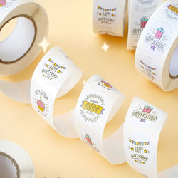 100-500pcs Round Happy birthday Labels Kraft Paper Sticker Candy Bag Flower Gift Box Cake Boxes and Packaging Wedding Stickers (ONLINE ORDER ONLY)