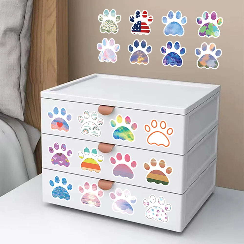 10/50Pcs Cute Dog Paw Stickers for Scrapbooking Phone Stationery Laptop Aesthetic Kawaii Sticker Pack Scrapbooking Material (Online Order Only)