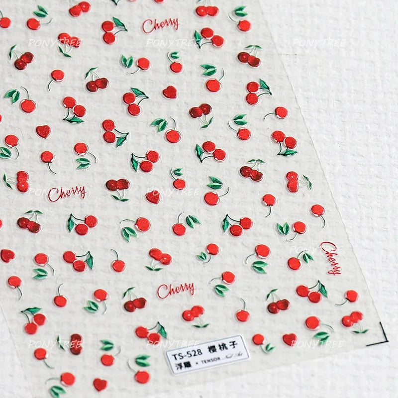 Fruit Paradise Guava Strawberry Pear Peach Orange Watermelon Pitaya Cherry Kiwifruit Pineapple Nail Art Stickers Manicure Decals (ONLINE ORDER ONLY)